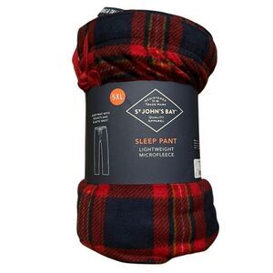 NWT ST. JOHN’S BAY Mens 5XL Lightweight Microfleece Big Pajama Pants Pockets Red